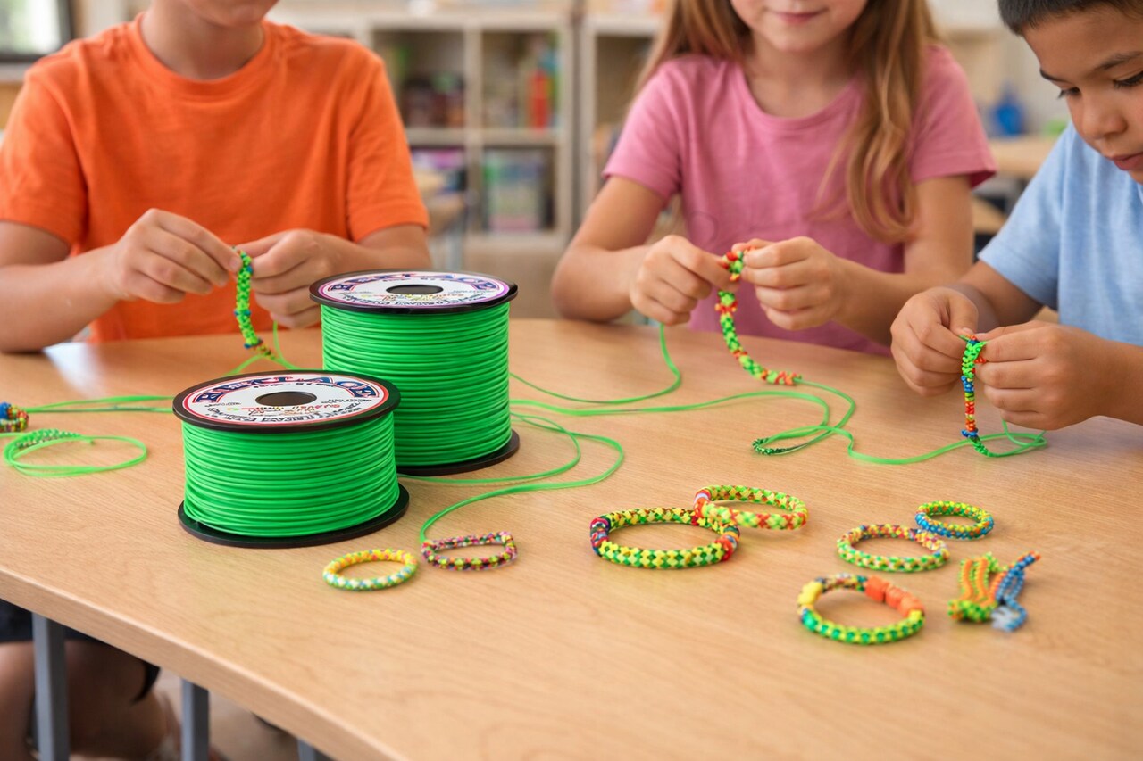 Neon Plastic Craft Lanyard Cord – 100 Yards | Assorted Neon Colors for Bracelets, Keychains, Camp & Classroom Crafts